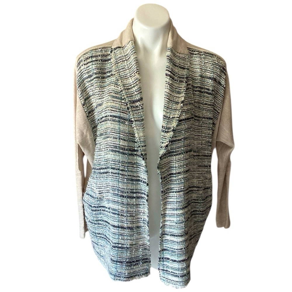 Dolan Left Coast Style Anthropologie Women’s Blue Tweed Open Cardigan Sweater
